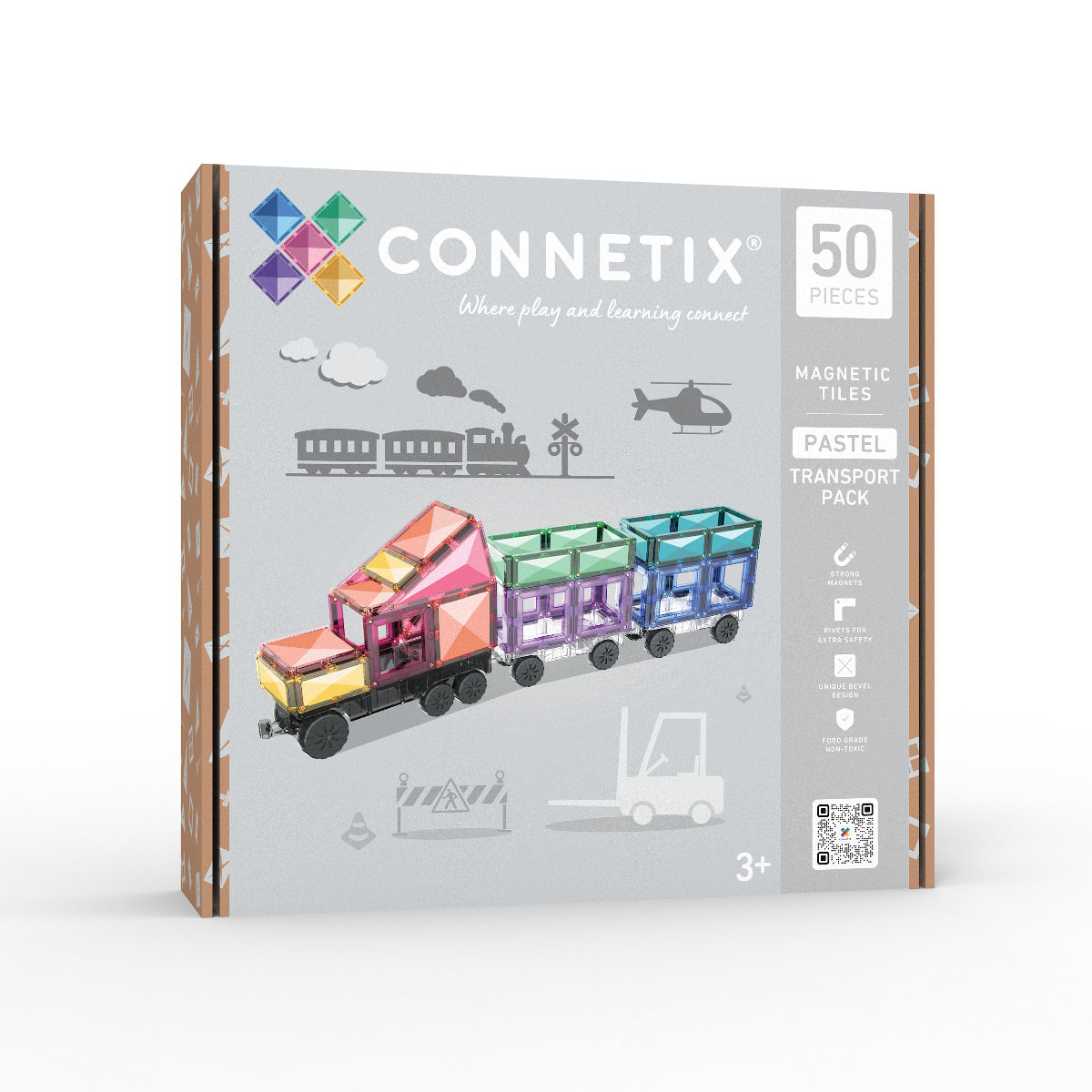 Connetix Magnetische Bouwstenen Pastel Transport Pack – 50 Stuks