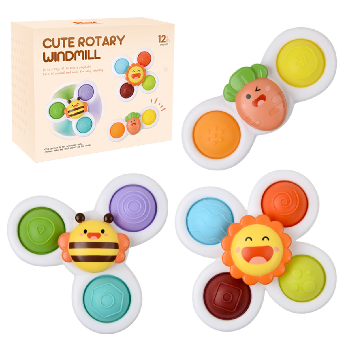 Fresh Kid Sensorische Spinners met Zuignappen – Set van 3