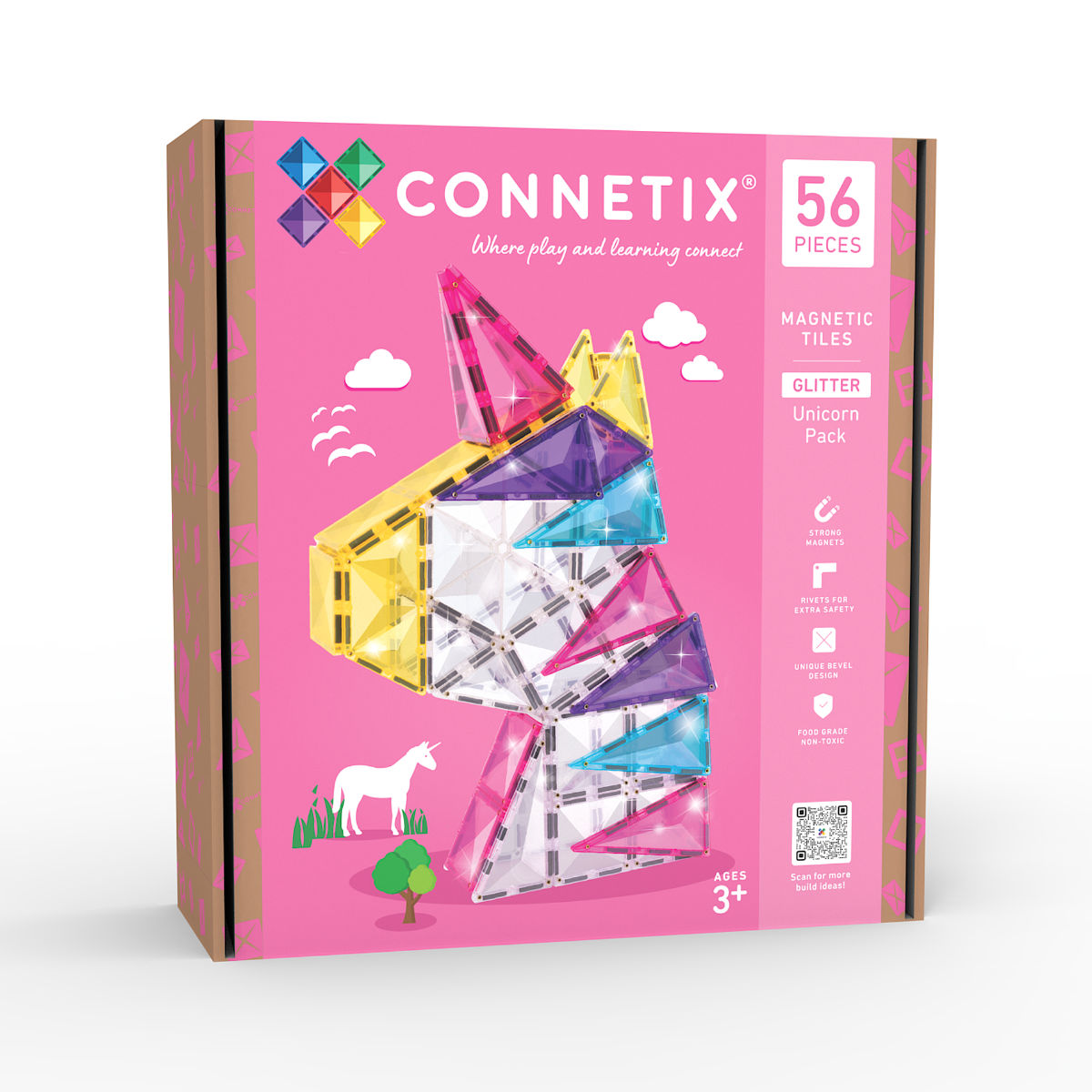 Connetix Magnetische Tegels Glitter Unicorn Pack – 56-delig