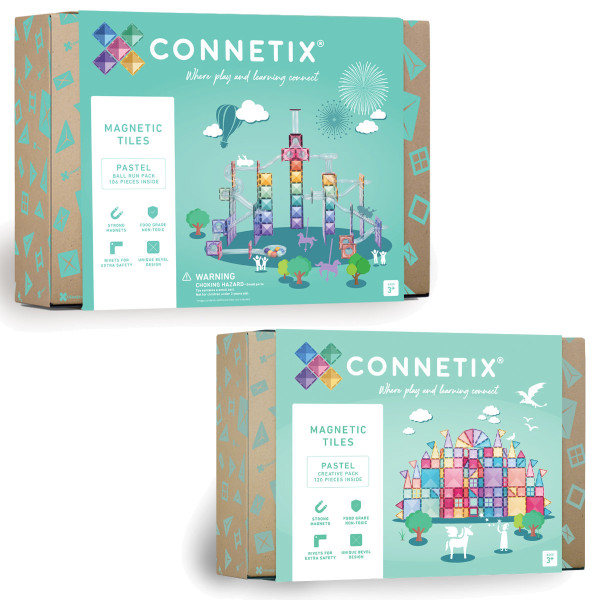 Connetix Magnetische Bouwstenen Pastel Set – Knikkerbaan & Creative Pack – 226 Stuks