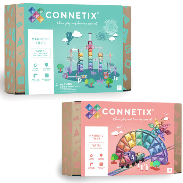 Connetix Magnetische Bouwstenen Pastel Set – Knikkerbaan & Mega Pack - 308 Stuks