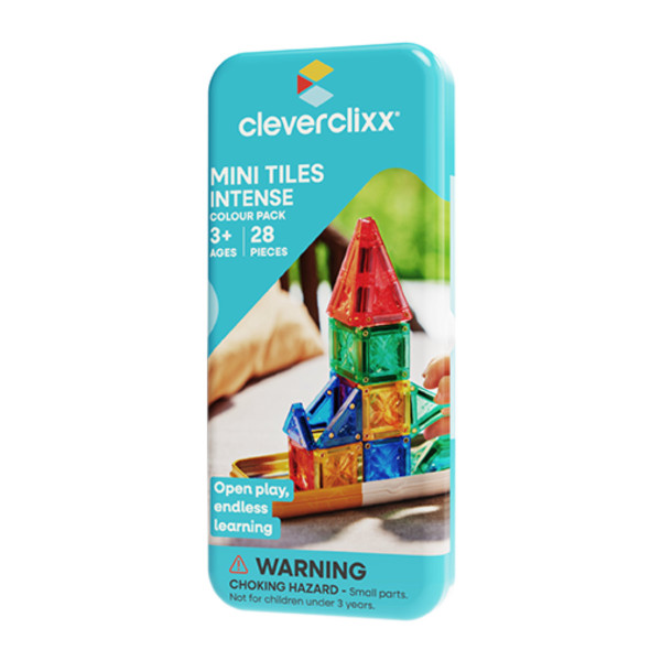 Cleverclixx Mini Tiles Pack Intense – 28 Stuks Magnetische Bouwset
