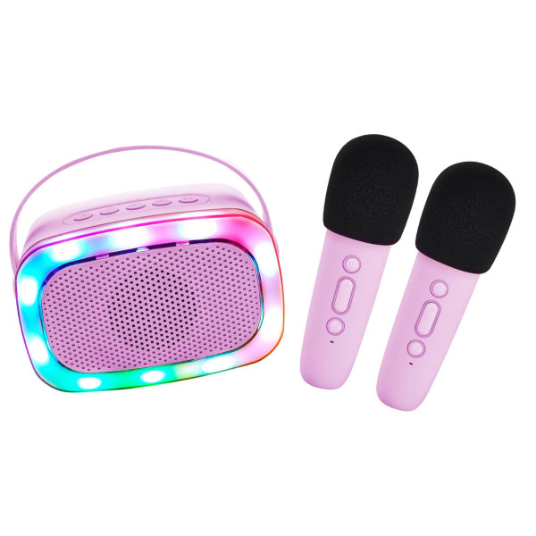 Lalarma Karaoke Muziekbox met Verlichting en 2 Draadloze Microfoons