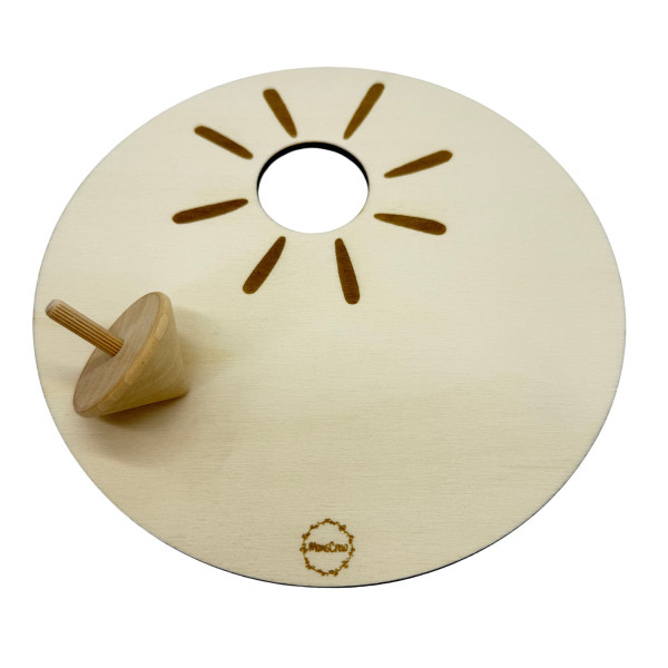 Momscrew Activiteitenplaat ‘Zonnestralen’ + 1 houten tol