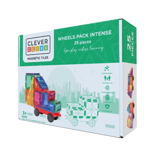 Cleverclixx Auto-Bouwset in Felle Kleuren – 25 Delige Magnetische Bouwstenen