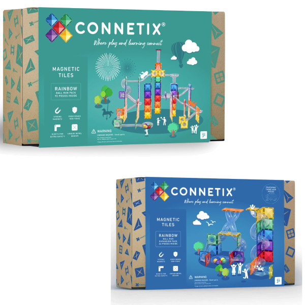 Connetix Magnetische Bouwstenen Regenboog Set – Knikkerbaan & Uitbreidingsset - 158 Stuks