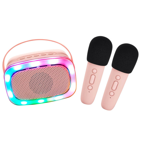 Lalarma Karaoke Muziekbox met Verlichting en 2 Draadloze Microfoons