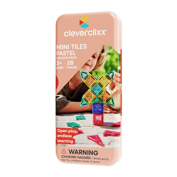 Cleverclixx Mini Tiles Pack Pastel – 28 stuks Magnetische Bouwset
