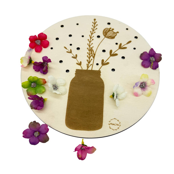 Momscrew Activiteitenplaat ‘Bloemenvaas’ + 20 kunstbloemen