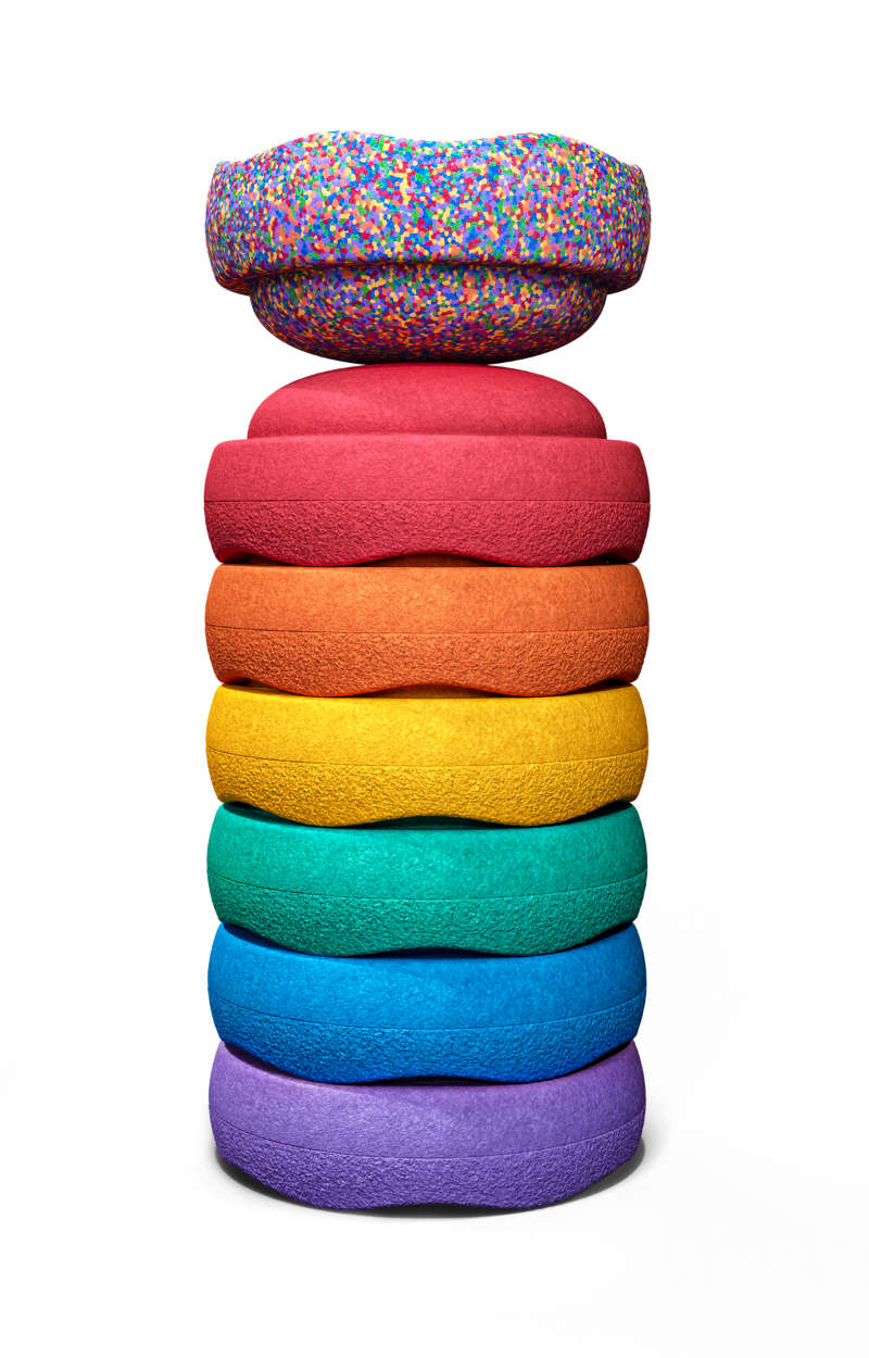 Stapelstein Rainbow Classic 6 stuks + 1 gratis Stapelstein Confetti