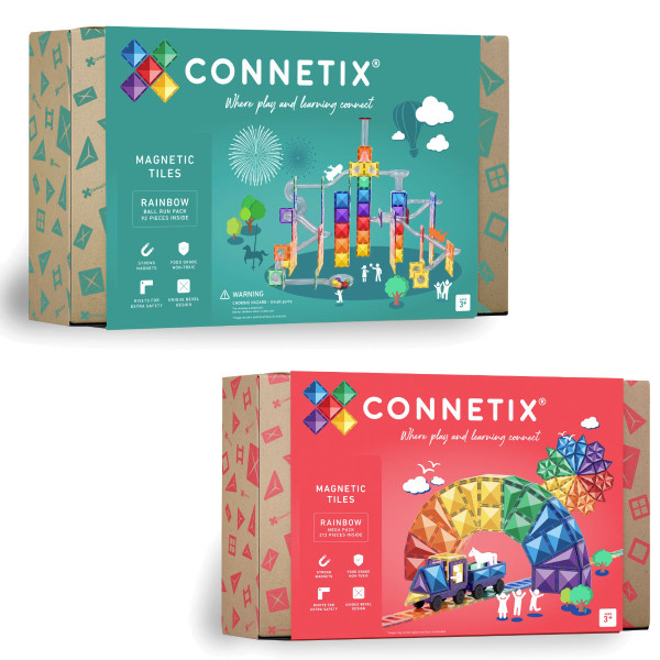 Connetix Magnetische Bouwstenen Regenboog Set – Knikkerbaan & Mega Pack - 304 Stuks