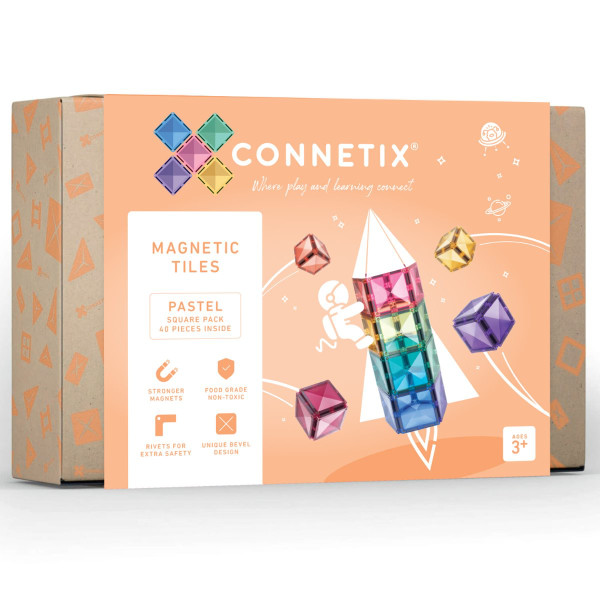 Connetix Magnetische Bouwsteenset - Pastel vierkantjes - 40 stuks
