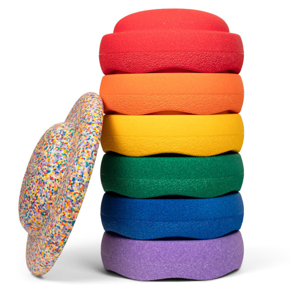 Stapelstein Super Confetti Rainbow Set Classic + Balance Board
