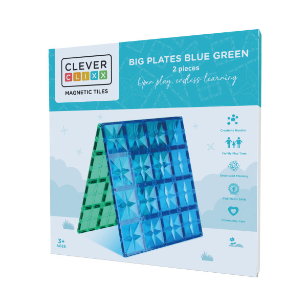 Cleverclixx Grote Basisplaten Blauw & Groen – 2 Magnetische Platen