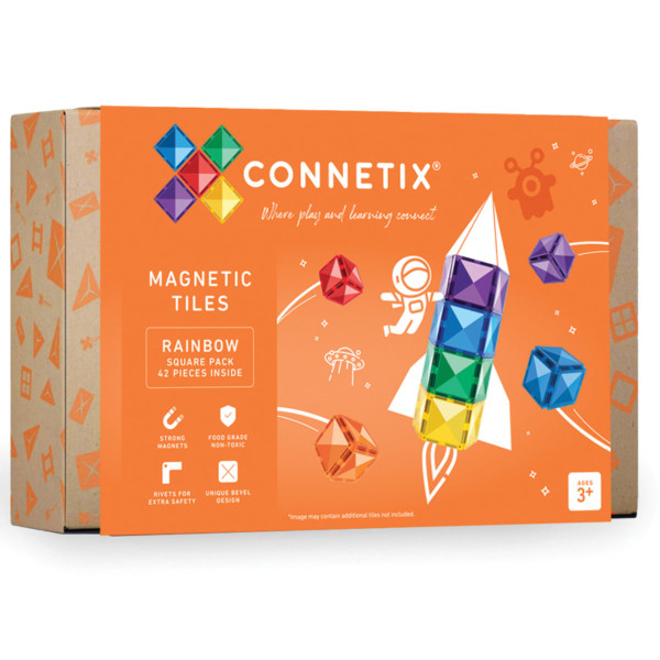Connetix Magnetische Bouwset - Regenboog Vierkanten - 42 Stukken