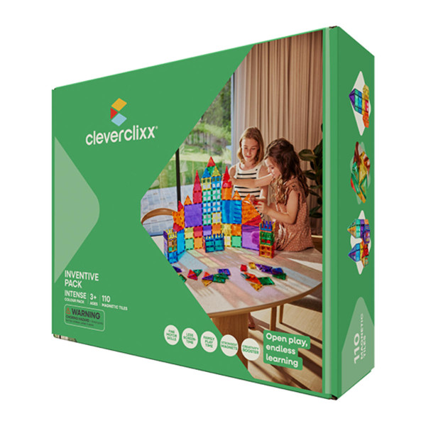 Cleverclixx Uitvindersset in Felle Kleuren – 110 Stuks Magnetische Bouwstenen