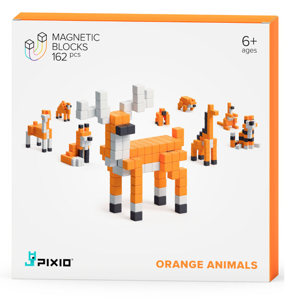 PIXIO Magnetische Bouwstenen Orange Animals 162 stuks
