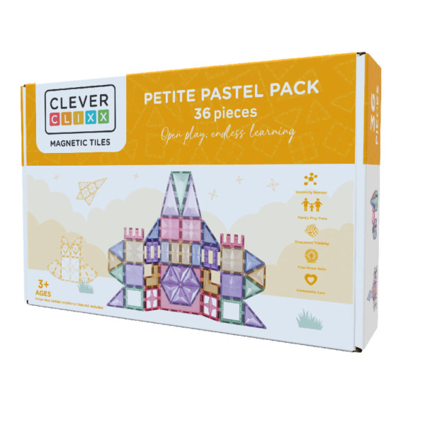 Cleverclixx Compact Set in Pastelkleuren – 36 Stuks Magnetische Bouwstenen