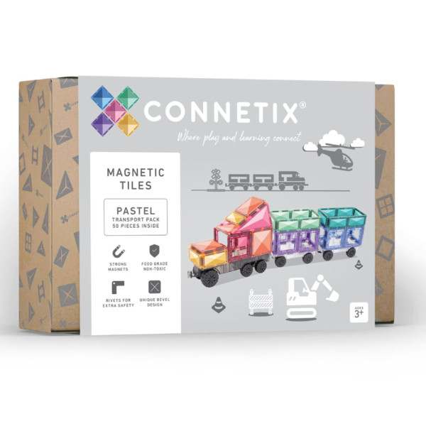 Connetix Magnetische Bouwstenen Pastel - 50 Stukken - Transportpakket