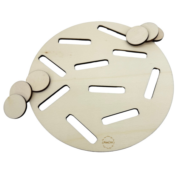 Momscrew Activiteitenplaat ‘Sleuven’ + 10 houten chips (33 mm)