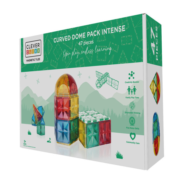 Cleverclixx Curved Dome Pack Intense – 47 Stuks Magnetische Bouwstenen