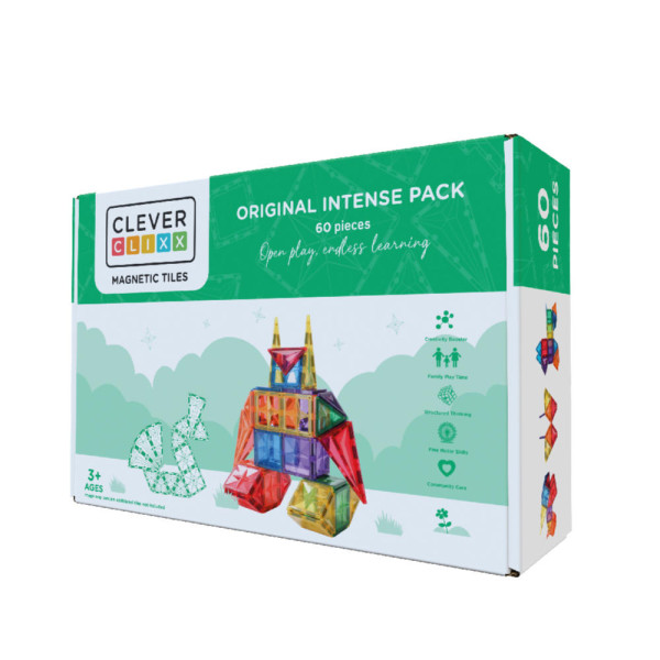 Cleverclixx Original Set in Felle Kleuren – 60 Stuks Magnetische Bouwstenen
